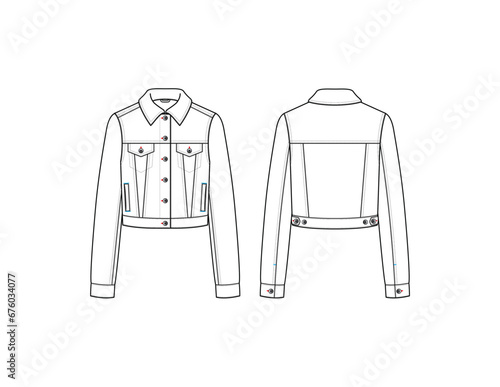 Basic Denim Trucker Jacket Womens AI Vector