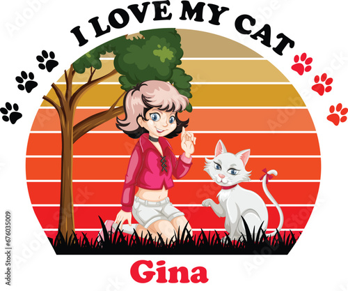 Gina Is My Cute Cat, Cat name t-shirt Design photo