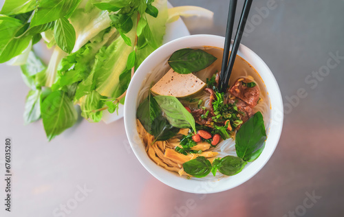 Asian plant based vegan soup photo