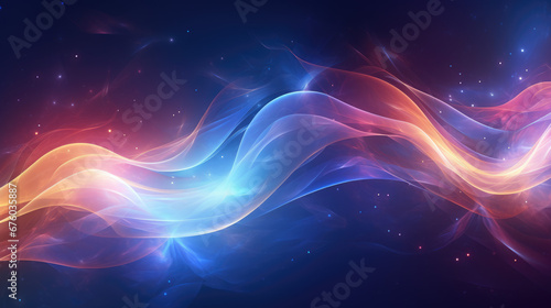 Dynamic colorful light wave lines energy flow, futuristic smoke background texture modern backdrop