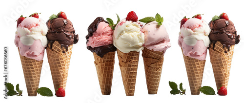 Assorted Shots of Neapolitan Ice Cream Delicious PNG Transparent Canvas