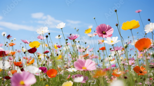 field of wild flowers  pastel colors