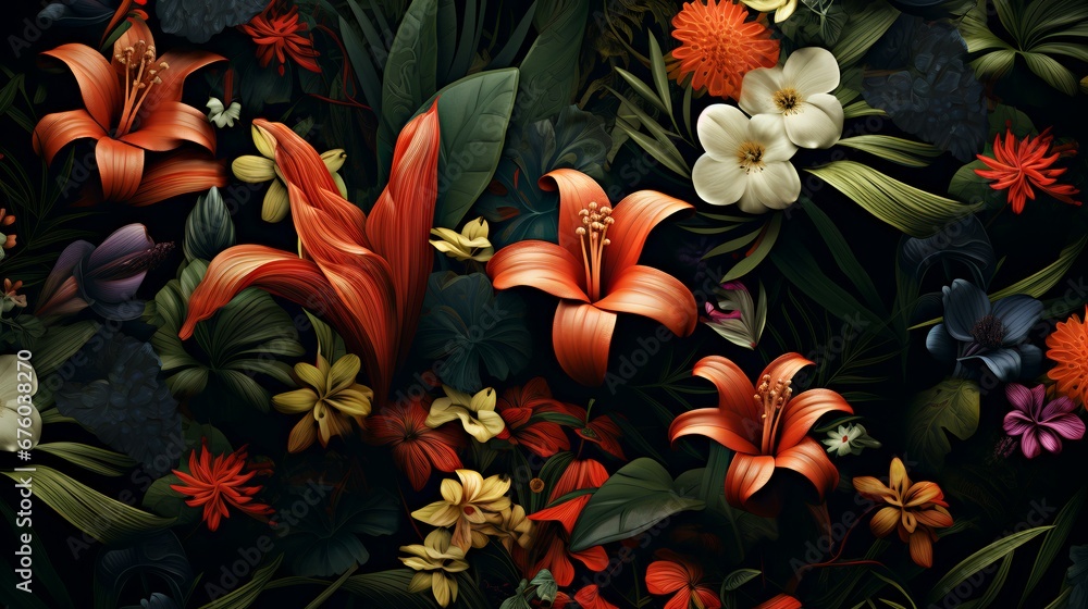 Exotic floral pattern wallpaper texture