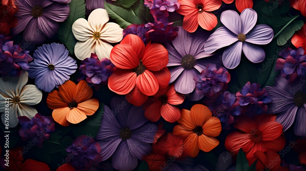 Flowers and foliage with colorful patterns spring
Flowers and foliage with colorful patterns spring