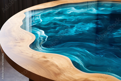 Stylish seascape table crafted with epoxy.