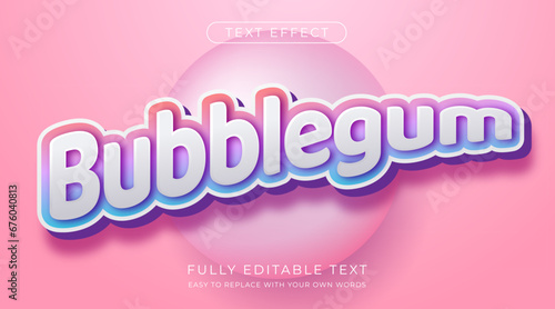 Editable text effect bubblegum candy with pink color