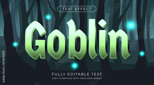 Editable text effect goblin in green color