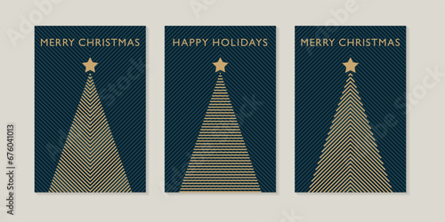 Geometric Christmas tree. Abstract design set. Vector illustration