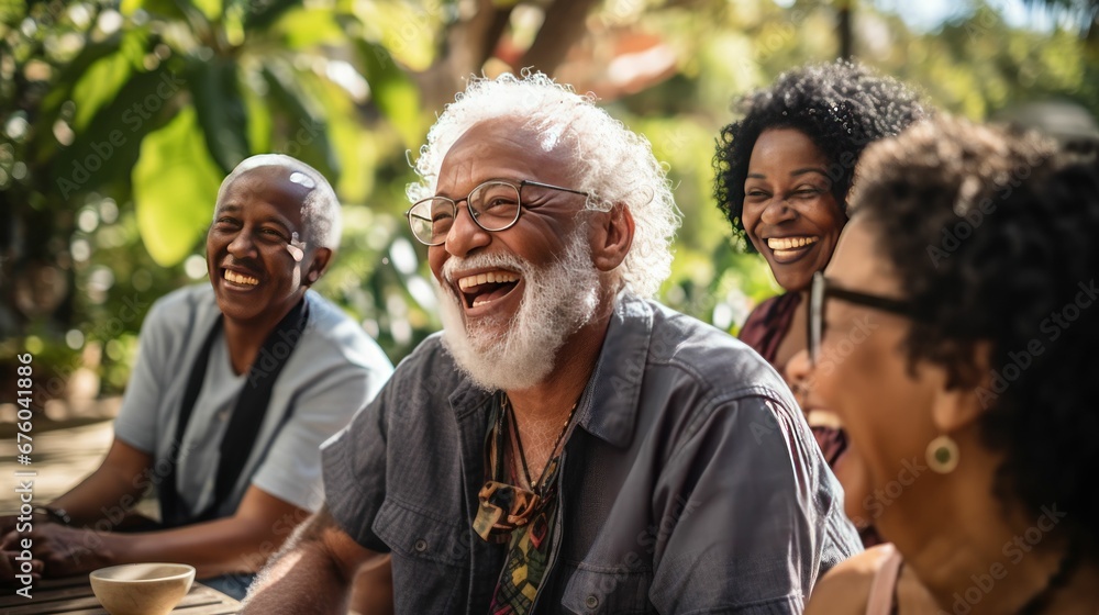 A group of elderly people are chatting. A group of elderly people are chatting.
