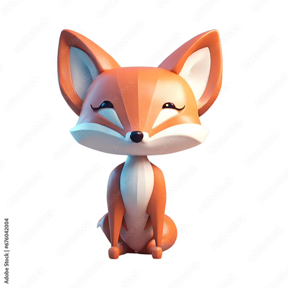 Obraz premium A cartoon fox sitting on a black background