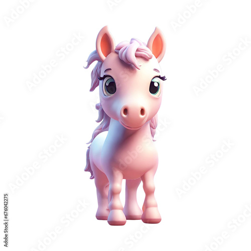 A cartoon horse with pink mane