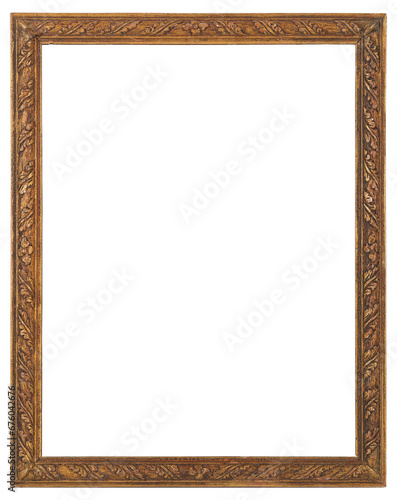 Gilded patterned frame of a painting in the Baroque style on a transparent background, in PNG format.