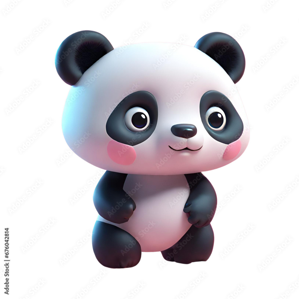 Fototapeta premium A cartoon panda bear on a black background