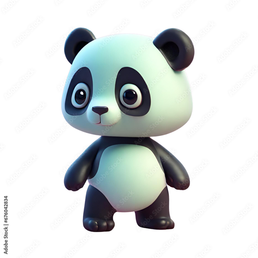 Naklejka premium A cartoon panda bear standing