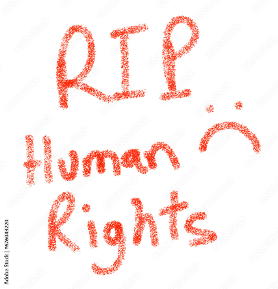 RIP human rights hand written text