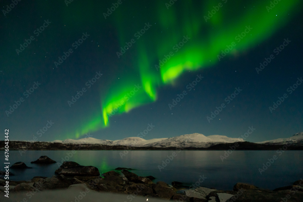 Green aurora in Kiruna, Sweden