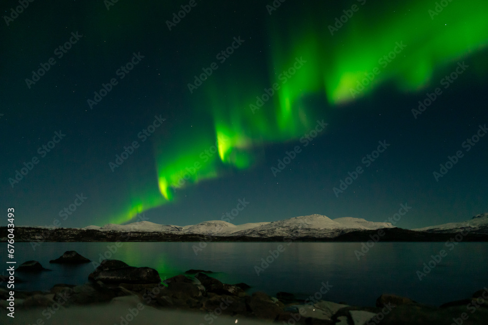 Green aurora in Kiruna, Sweden