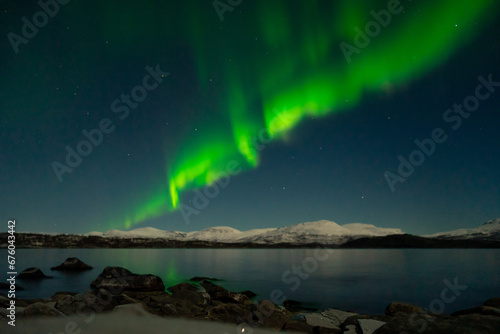 Fényképezés Green aurora in Kiruna, Sweden