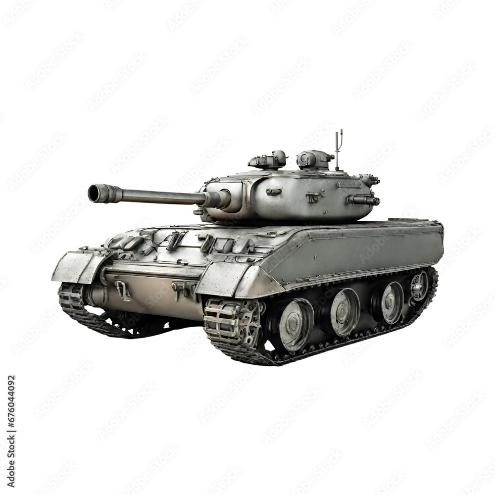 A grey tank with wheels A grey tank with wheels