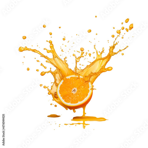 A orange with a splash of juice photo