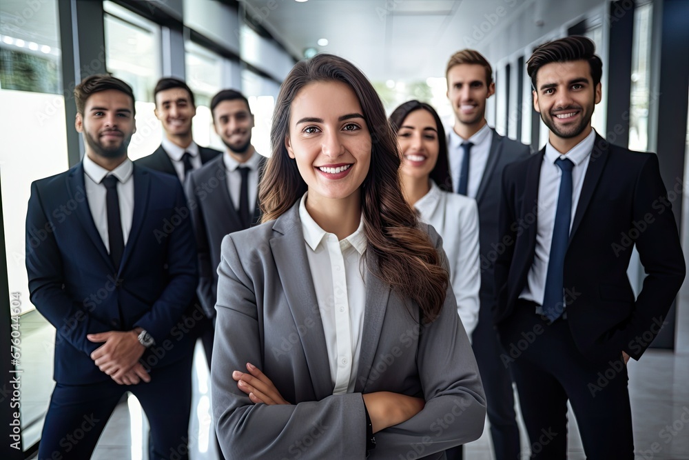 In a modern corporate office, a confident and successful businesswoman leads a team of motivated professionals during a productive meeting, embodying effective leadership. In a modern corporate office, a confident and successful businesswoman leads a team of motivated professionals during a productive meeting, embodying effective leadership.
