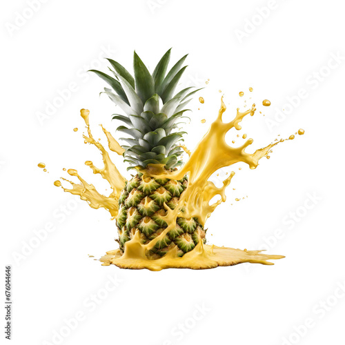 A pineapple with a splash of juice