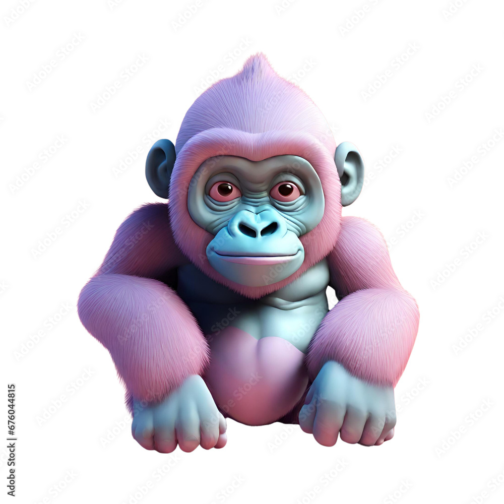 Fototapeta premium A pink gorilla toy on a black background