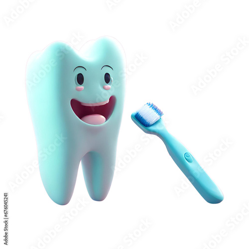 A tooth with a toothbrush