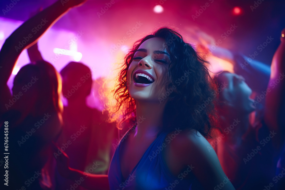 Vibrant Nightclub Revelry: Neon Dance Delight