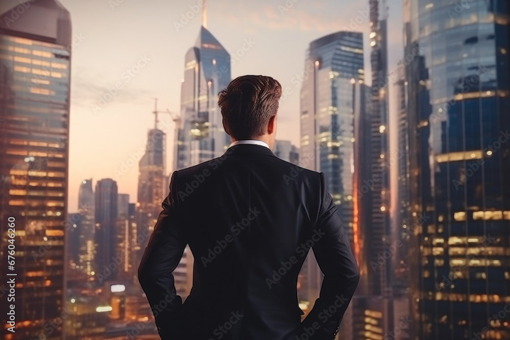 Skyscraper Symphony: Businessman's Perspective Skyscraper Symphony: Businessman's Perspective