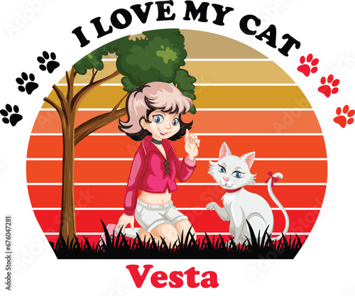 Vesta Is My Cute Cat, Cat name t-shirt Design