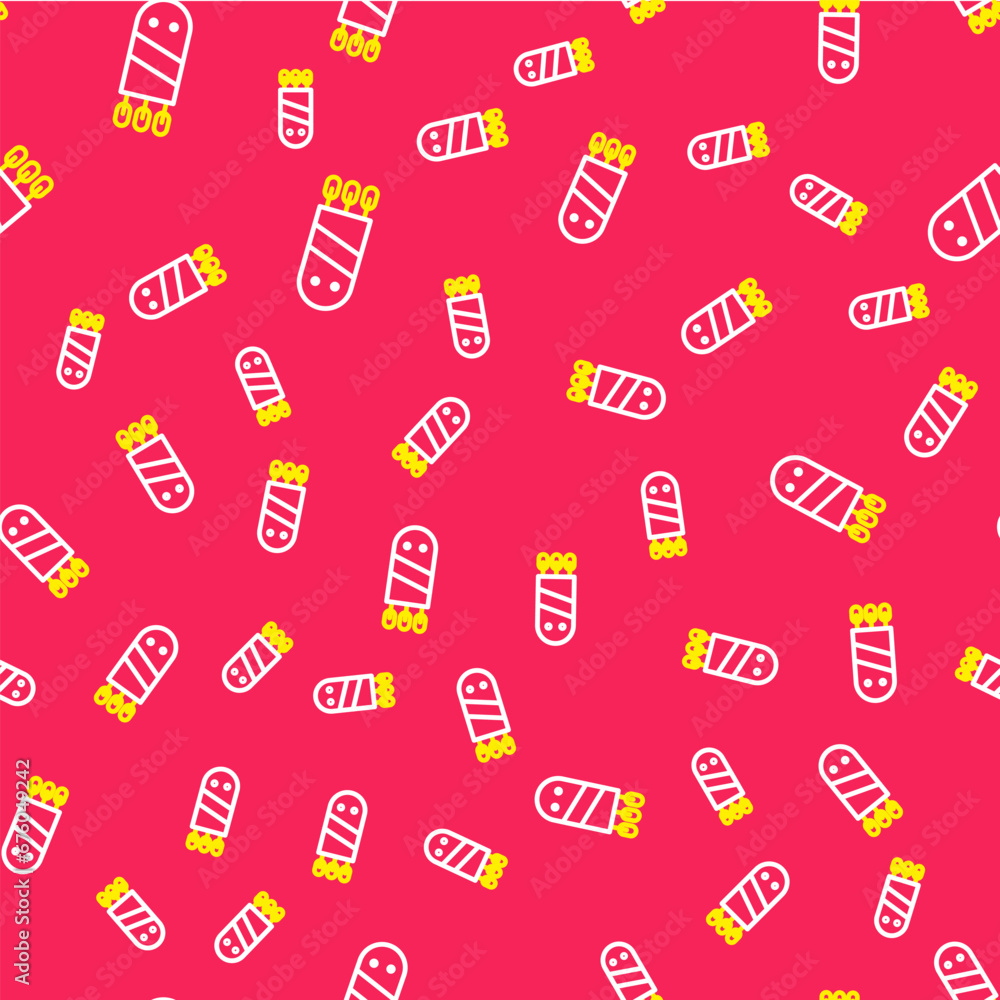 Line Quiver with arrows icon isolated seamless pattern on red background. Vector Line Quiver with arrows icon isolated seamless pattern on red background. Vector