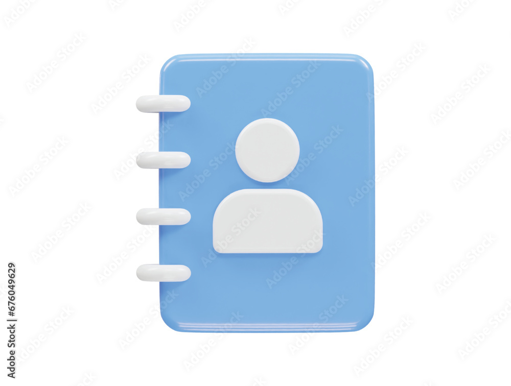 Contact book icon 3d rendering illustration element
