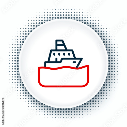 Line Cruise ship icon isolated on white background. Travel tourism nautical transport. Voyage passenger ship, cruise liner. Worldwide cruise. Colorful outline concept. Vector