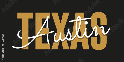 T-shirt stamp graphic, Sport wear typography emblem Texas, Austin vintage tee print, athletic apparel design shirt graphic print