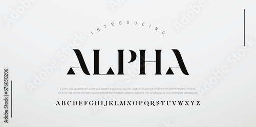 Modern abstract elegant alphabet font. Minimal technology typography, Creative urban sport fashion futuristic font and with numbers. vector illustration