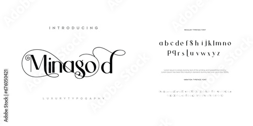 Elegant Font Uppercase Lowercase and Number. Classic Lettering Minimal Fashion Designs. Typography modern serif fonts regular decorative vintage concept. vector illustration 