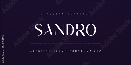 SANDDRO Modern abstract digital alphabet font. Minimal technology typography, Creative urban sport fashion futuristic font and with numbers. vector illustration photo