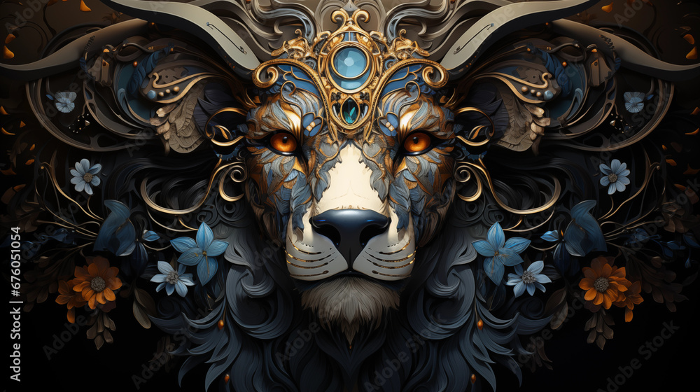 Zodiac Animal Art: Beautiful artwork depicting the zodiac animal of the year, with intricate details and symbolism