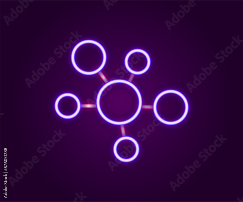 Glowing neon line Mind map infographic icon isolated on black background. Colorful outline concept. Vector