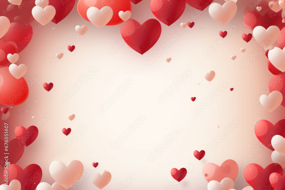 Blank background with hearts for congratulations Happy Women's, Mother's, Valentine's Day, birthday greeting card. Copy space for text