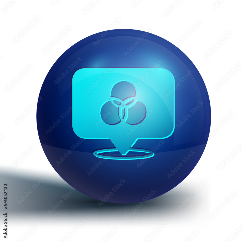 Blue RGB and CMYK color mixing icon isolated on white background. Blue circle button. Vector Blue RGB and CMYK color mixing icon isolated on white background. Blue circle button. Vector