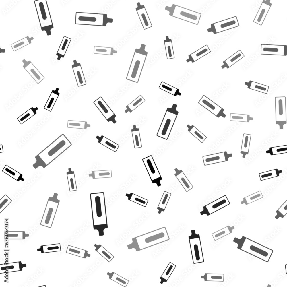 Black Electronic cigarette icon isolated seamless pattern on white background. Vape smoking tool. Vaporizer Device. Vector Black Electronic cigarette icon isolated seamless pattern on white background. Vape smoking tool. Vaporizer Device. Vector