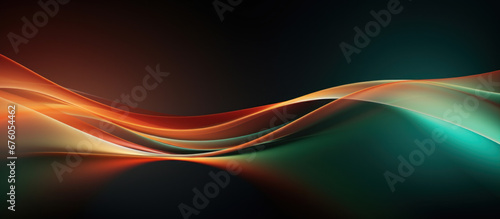Abstract Orange and Green soft light waves on a Black background for design and presentation