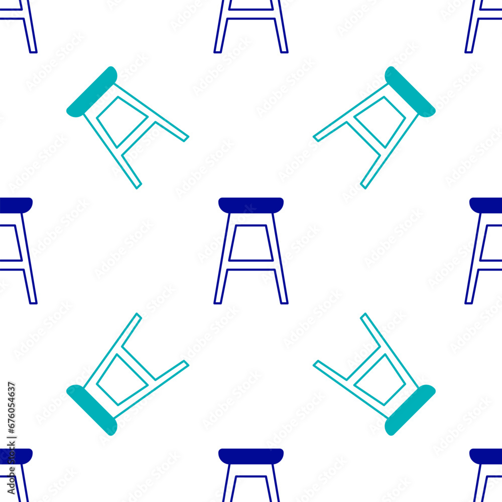 Blue Chair icon isolated seamless pattern on white background. Vector Blue Chair icon isolated seamless pattern on white background. Vector