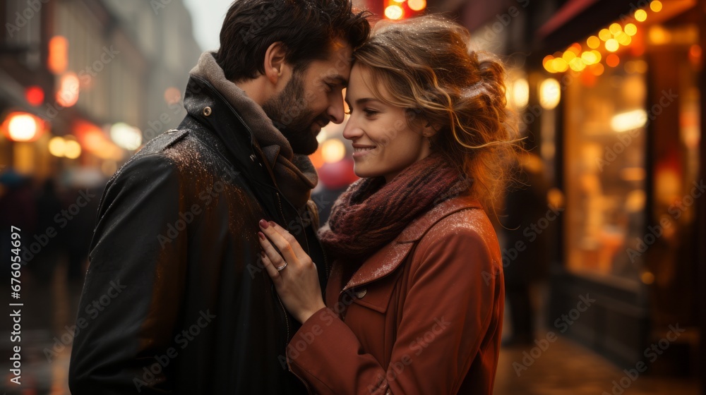 couple in love on the street 