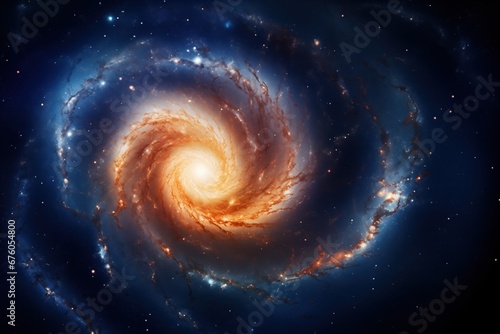 Spiral galaxy with bright core and star-forming regions photo
