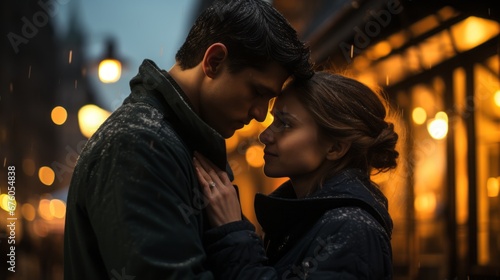  a couple in love on the streets of a European city