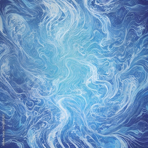 Abstract wavy background in blue tones. Winter cold concept. Bright blurry illustration. The image was created using generative AI. 