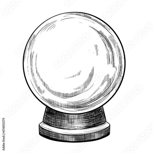 Crystal ball vector sketch illustration